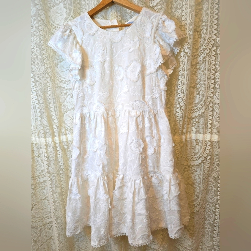 White Lace Mini Dress, Antonio Melani white floral dress, Easter dress